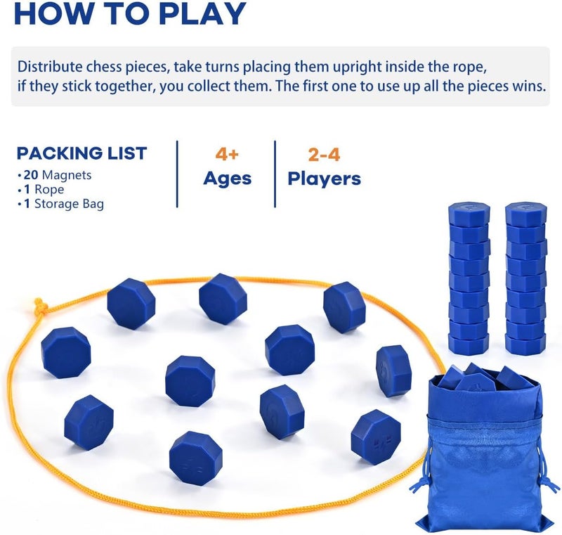 Bameca Store Magnetic Chess Game with Full-Size Stones, Magnet Game with String, for Family & Party & Travel & Camping, Puzzle Strategy Games, 2 Player Games for Kids & Adults - Image 5